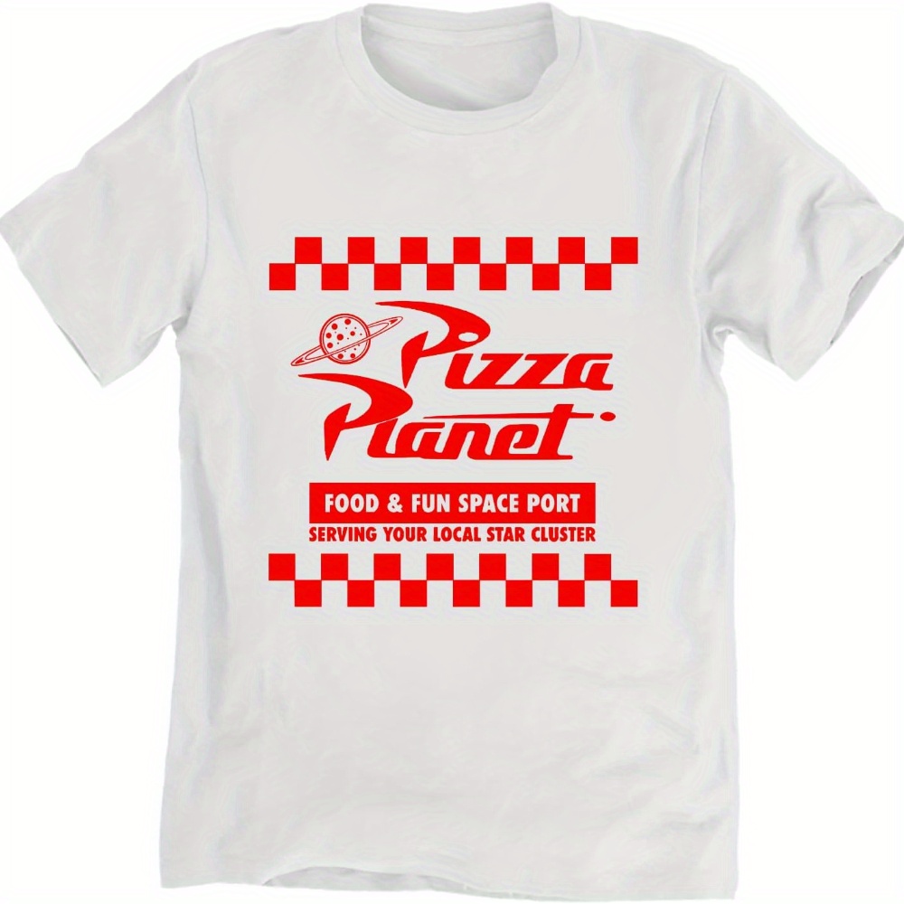 

Pizza Shirt Fashion Graphic Short Sleeve Women Men Trendy Logo Short Sleeved Top Youth Unisex White