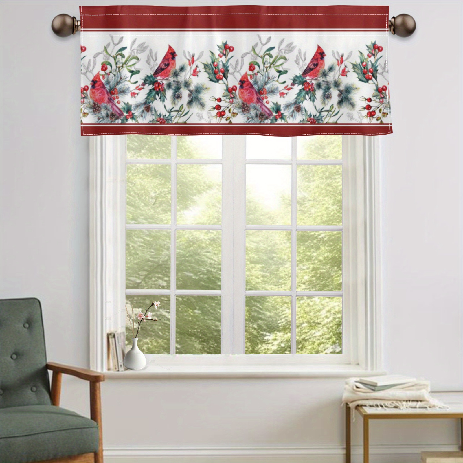 

1pc Polyester Christmas Valance - Rod Curtain , , Pinecones - For , Bathroom - , -, 160-180g Weight