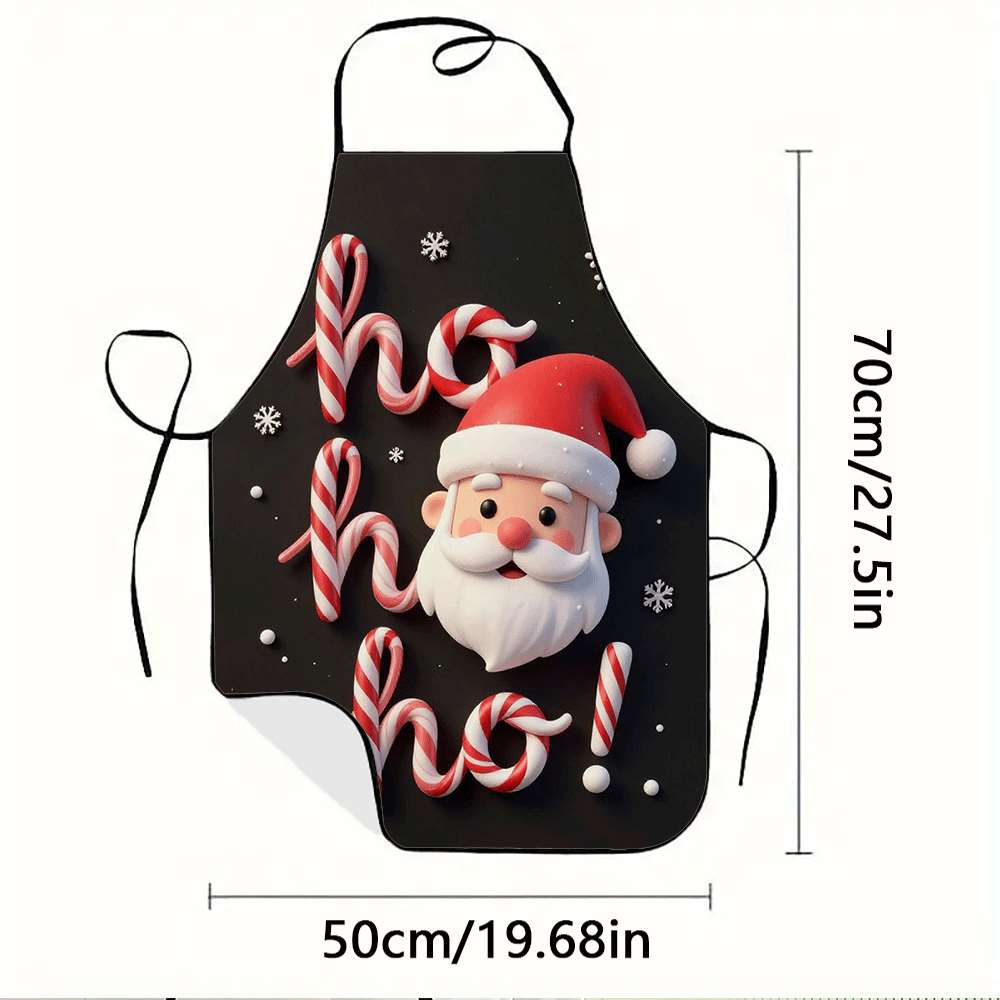 TEMU 1pc Ho Santa Candy Cane Print Apron, Durable And Easy To Clean, Adjustable Waistband, Polyester Material, For Kitchen Cooking, Gardening,