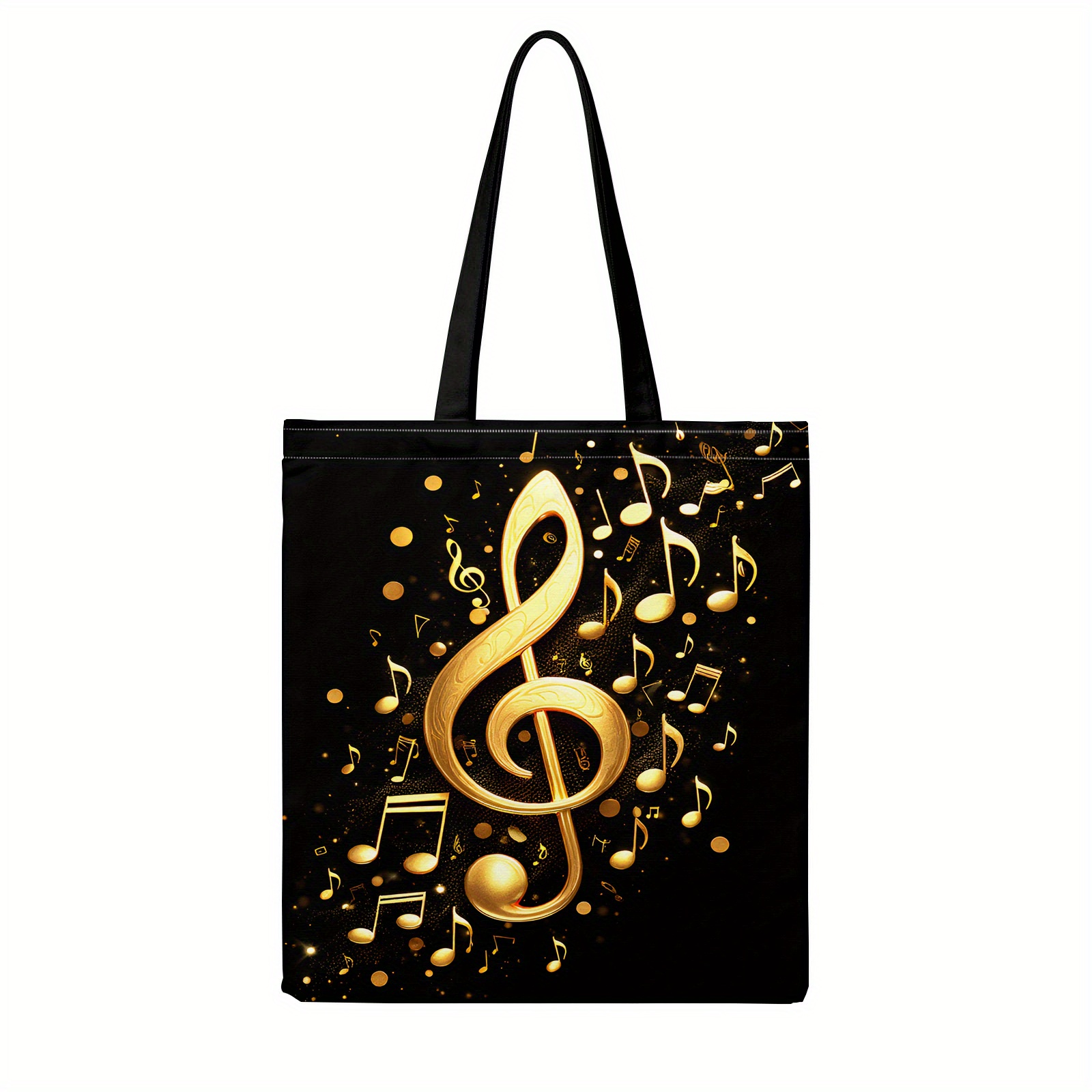 TEMU 1pc Music Note & Treble Clef Tote Bag - Large Capacity Casual Handbag Suitable For Music Lovers, Bookbag-style With Musical Print ( ///multi//)