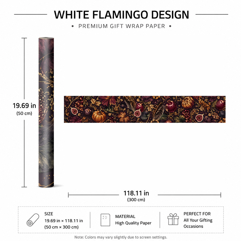 TEMU 1 Rolle 50x300cm (19,7x118,1in) Modernes Geschenkpapier mit üppigen Granatäpfeln zwischen , Feiertags-Geschenkpapier, Thanksgiving-Deko, einfach