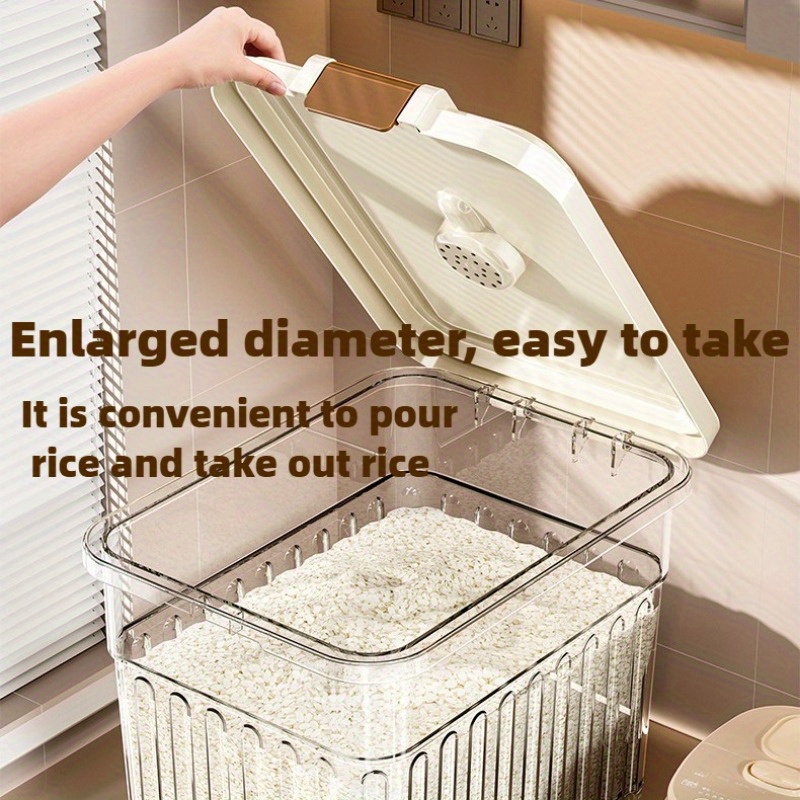 airtight rice dispenser 11 22 33lb capacity moisture resistant food storage container for rice     flours durable pp material easy clean kitchen noodle bucket   sealed rice storage box Product details 0