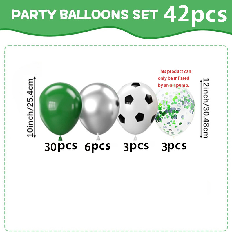 Soccer Event 2026 - 42pcs Soccer And Football Balloon, Metallic Black, Green Confetti Balloons For Soccer Birthday Sport Decorations, Shower, Graduation Party Supplies For Christmas, Halloween