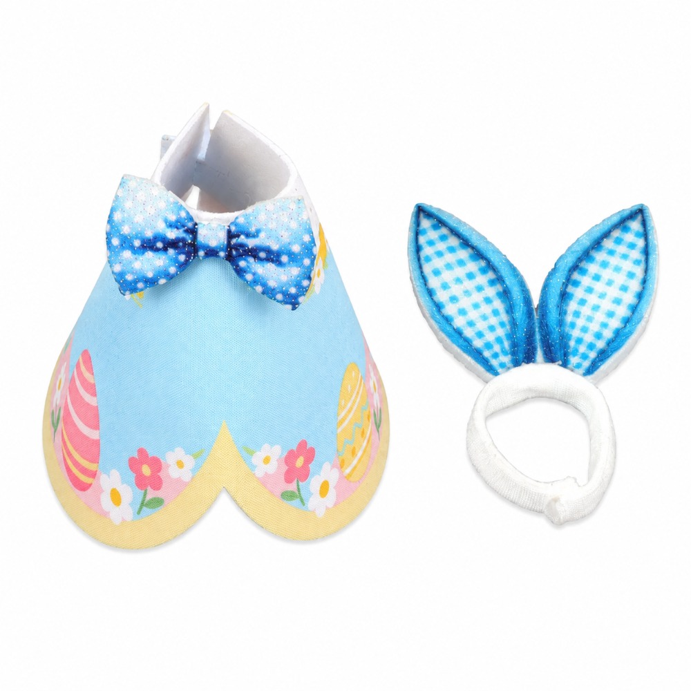 TEMU 7-inch Goose Outfit Set, Easter Bunny Goose Clothes With Ears Headband And Egg Print Dress, Spring Holiday Goose Statue Costume For Porch Garden