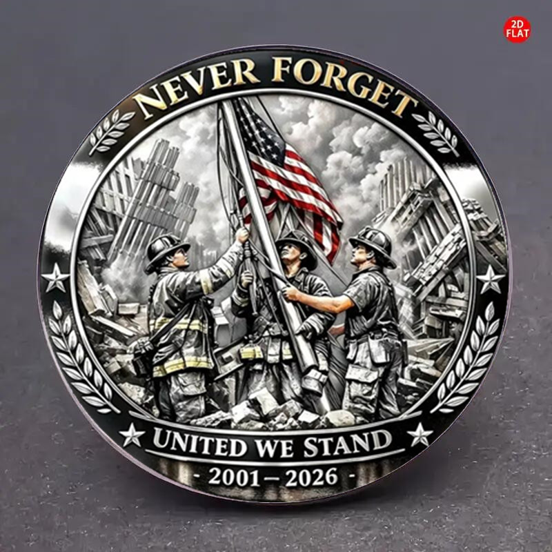TEMU 1pc 2d Flat 25th Anniversary Brooch With American Flag '' Patriotic Commemorative Badge Brooch Pattern Art And Crafts Collection
