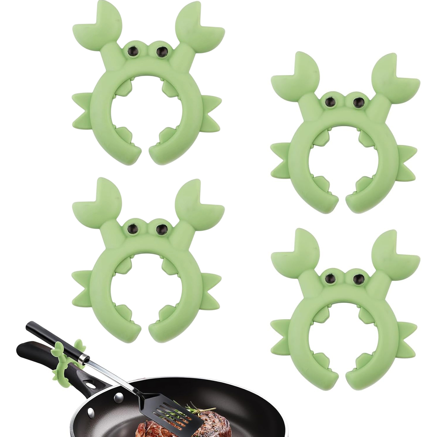 TEMU 4 Silicone Spoon Holders, Cute Crab-shaped Spoon Rest Set Of 4, Silicone Crab-shaped Spatula Holder, Pot Handle Scraper Holder, Crab-shaped