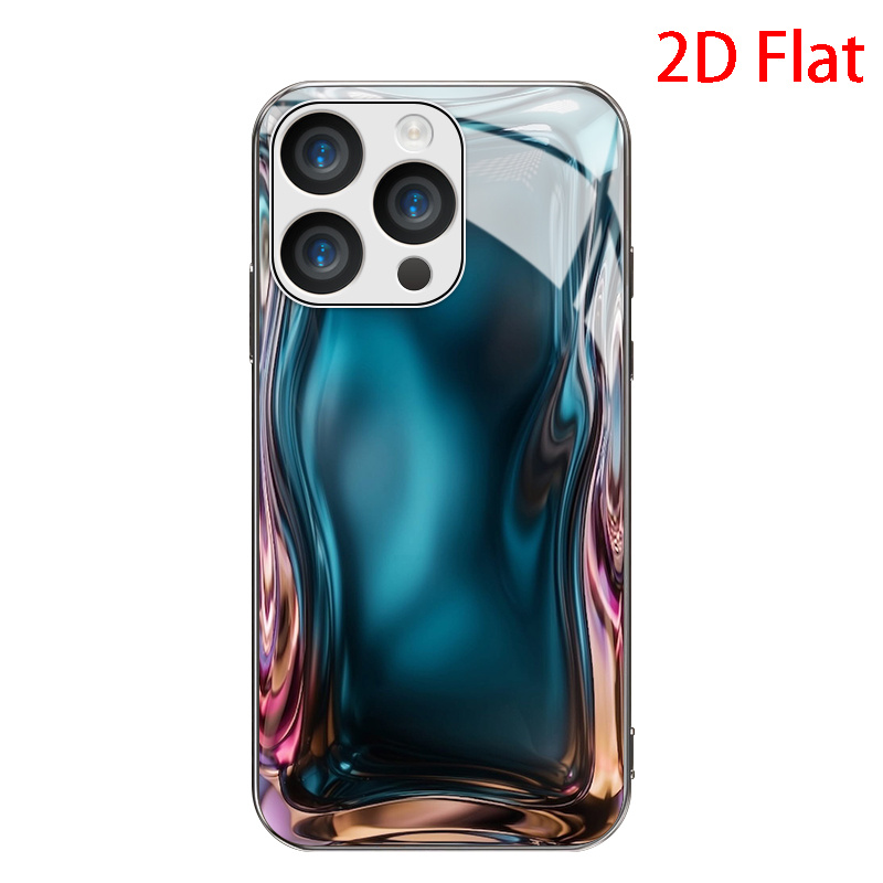 TEMU Phone Case: 2d Flat Iridescent Glass Electroplated Silvery Tempered Glass Phone Case, Suitable For Iphone 17, 17 Air, 17 Pro, 17 Pro Max, 16, 16