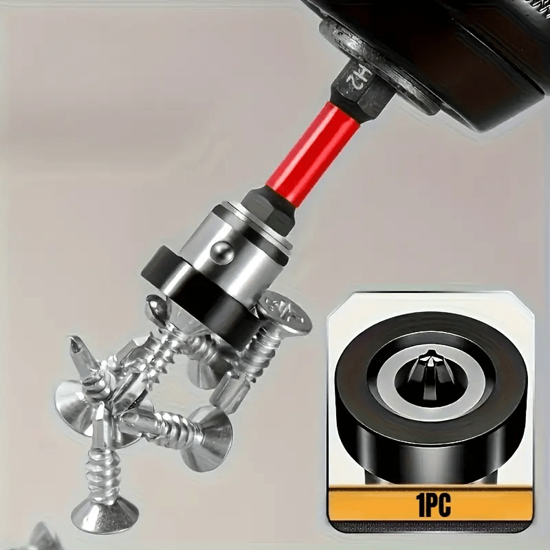 1pc Strong Magnetic Positioning Drill Bit Resistant Non Slip For Ceiling Woodworking Black Steel For Wood Hard Floors Office Use Holiday Gifts Round Screw Tools