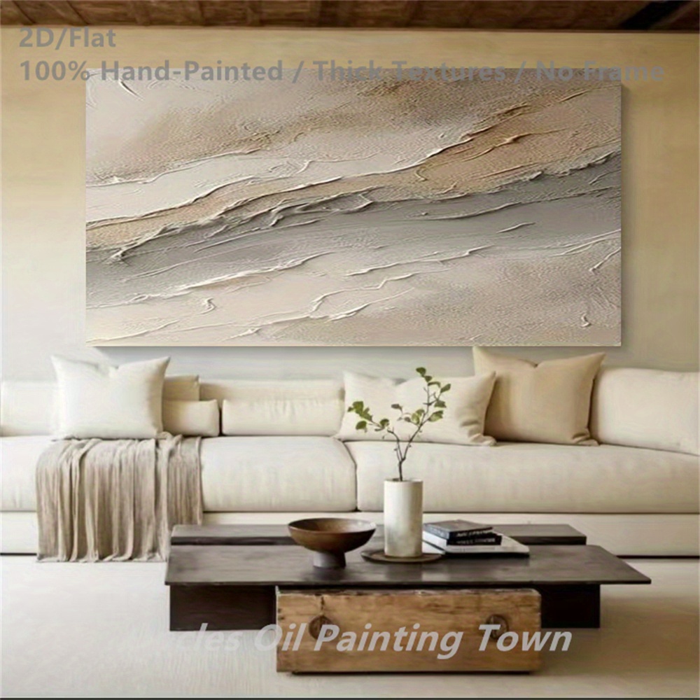 Hand-Painted Abstract Wall Art - Thick Textures, Vibrant Colors, Frameless Modern Canvas Painting for Living Room, Bedroom, Study - Unique Contemporary European & American Style Home Decor, Large Murals, Aesthetic Room Accent, Bedroom Artwork, Minimalist Design, Highquality Finish, Textured Artwork, Interior Designers, 2D Flat