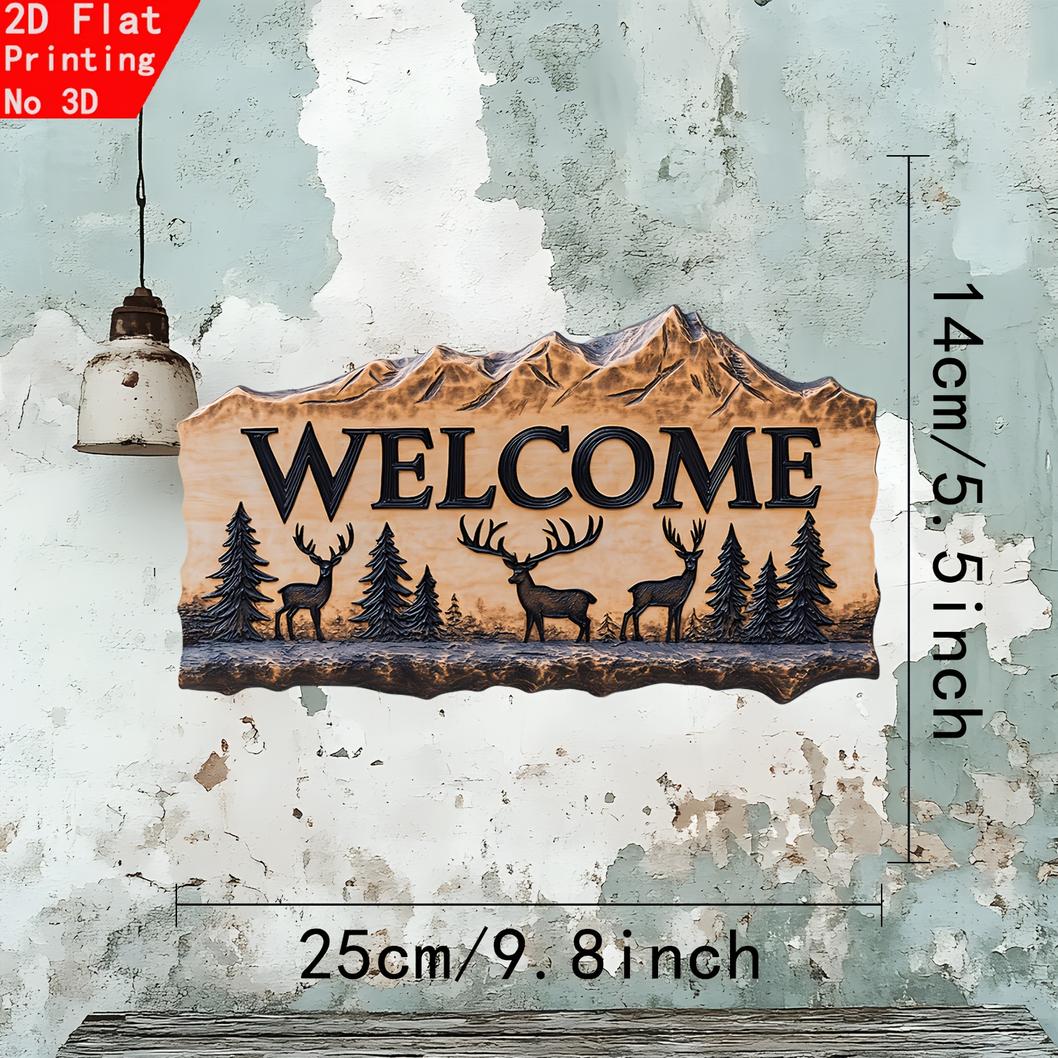 TEMU Piatto 2D, Insegna di Piatta 2D in Legno con Design Stampato 2D di . Adatta per Appendere al Muro, Pu簷 Utilizzata in Ingressi, Soggiorni, Caff癡,
