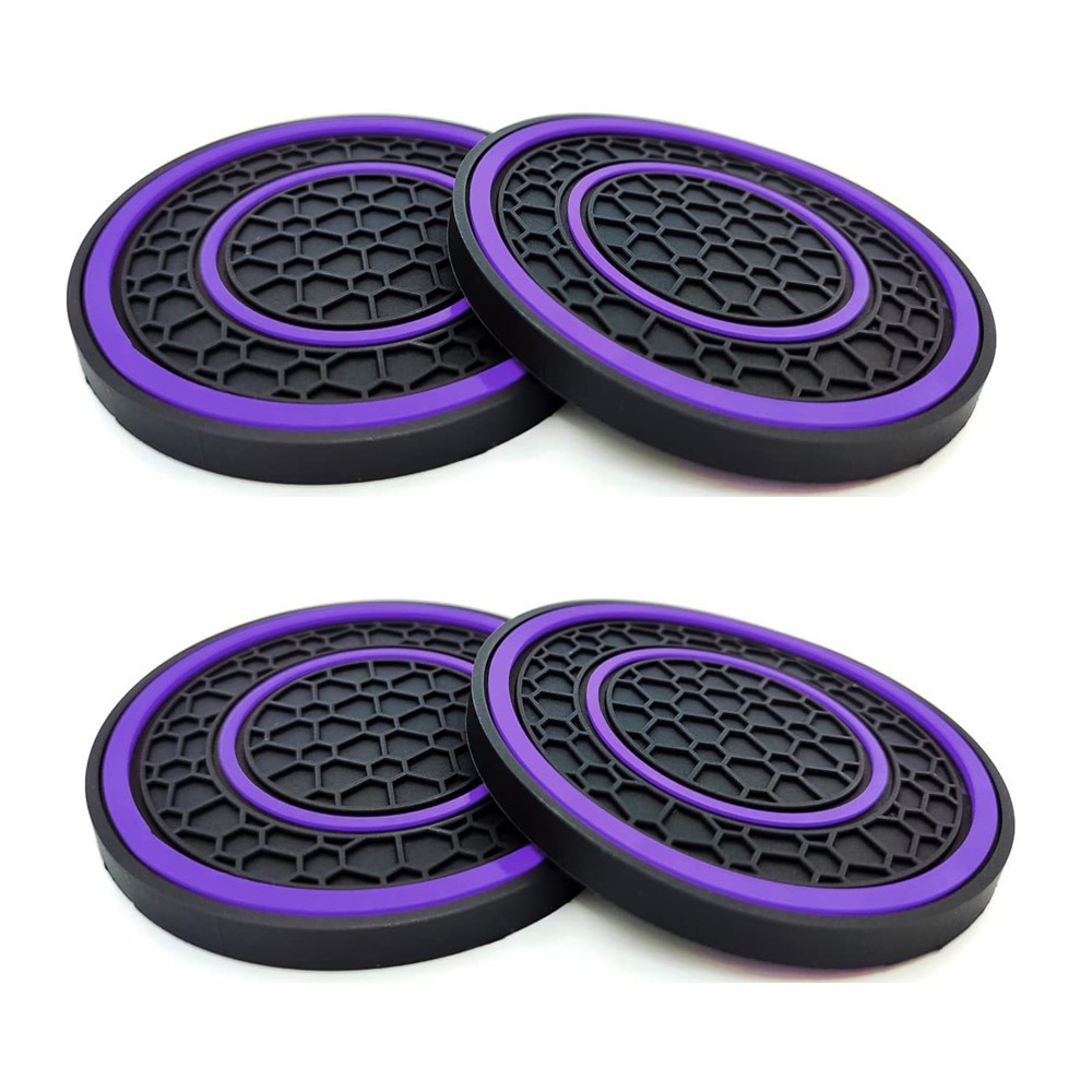 TEMU 4pcs Car Water Coasters, Water Cup Silicone Base, 5mm Thickened Silicone Car Coasters, Non-slip And Durable, Universal Car Coasters, Embedded