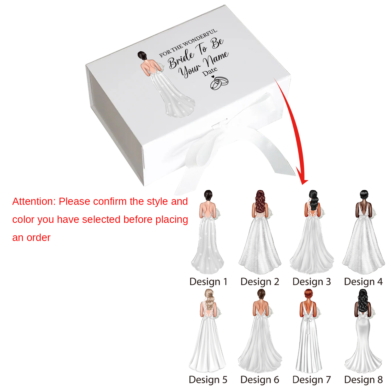 TEMU 1pc 1pcs Personalized Wedding Gift Box - Custom Name & Date/location, Collapsible Magnetic-top To Be Gift, Ribbon-accented Present Box Suitable