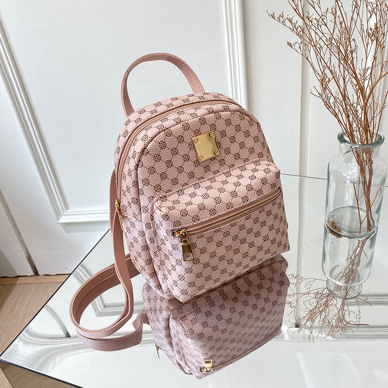 TEMU Fulewei Women's Front Pocket Printed Small Backpack, 2026 Autumn/winter Korean Style New Arrival, Daily Coin Purse