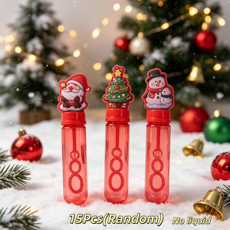 TEMU Lot de 15 à bulles de Noël, solution à bulles incluse, bulles pour cadeaux de fête pour enfants, fournitures pour piñata pour enfants,