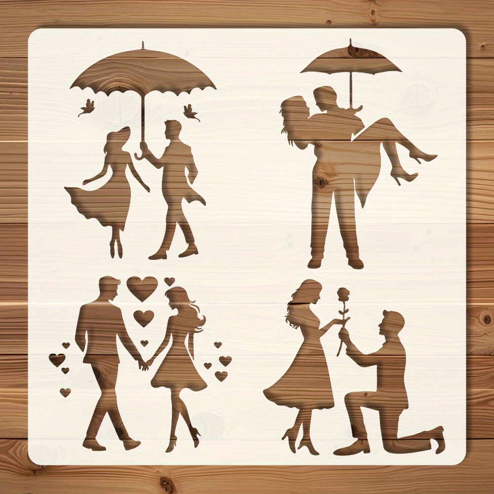 

Styles For Lovers Reusable Lovers In Painting Template, Proposal Series, Suitable For Wood, Wall, Paper, Fabric Crafts, Valentine's Day Decorative Template