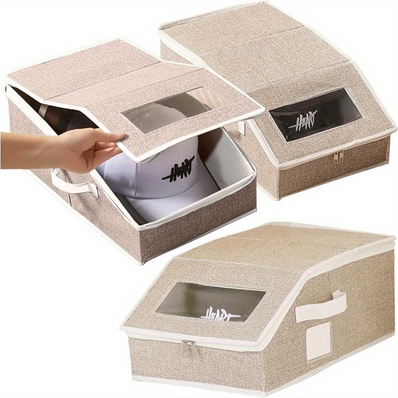 10pcs stackable baseball cap storage box with lid – dustproof