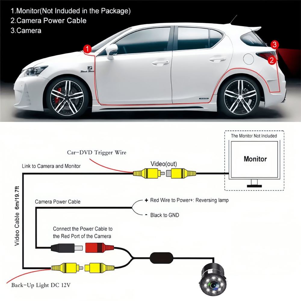 camera de spate pentru mașină skshicpc,   8 lumini led, vedere nocturnă clară, ușor de instalat, ocupă spațiu, stil - potrivit pentru sedane, suv-uri, camionete - nu necesită baterii. Detaliile articolului 5