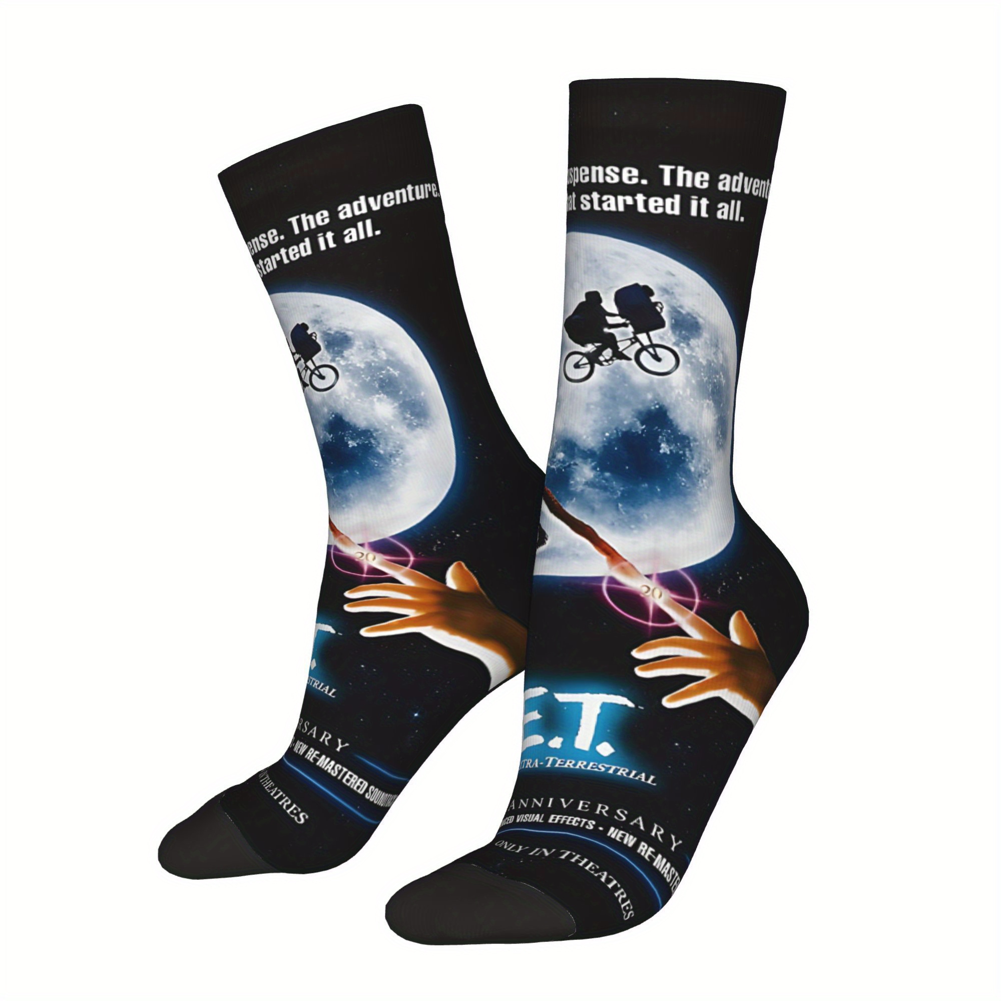 

1 Pair E.t. The Extra-terrestrial Crew Socks - Cozy & Breathable Polyester , With Movie Graphics, Film Enthusiasts, Casual Wear Socks|movie Graphic Socks| Socks, Cute Socks