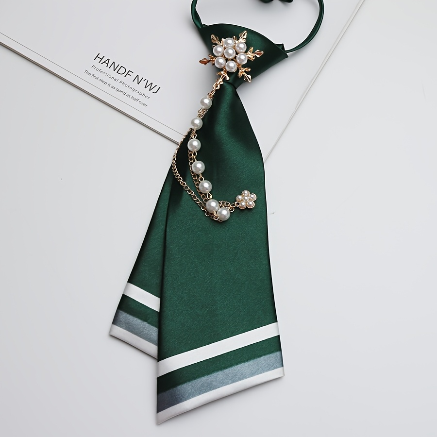1 Floral Bead Tie, No Sewing Required, Double-layer Design, Suitable For Style, Parties, Daily Life, And Other Occasions: retailer-supplied image