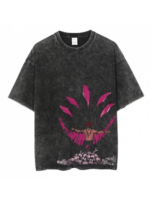 mens retro washed t shirt 230g anime style washed t shirt harajuku summer 100 cotton short sleeved loose t shirt retro streetwear