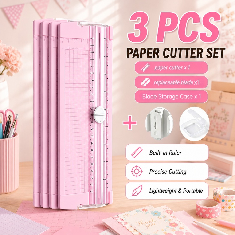 TEMU 3pcs Coupe-papier coulissant bidirectionnel, [1pc Coupe-papier et 1pc Lame et 1pc Boîte de rangement pour lame] Machine à couper , avec lames de