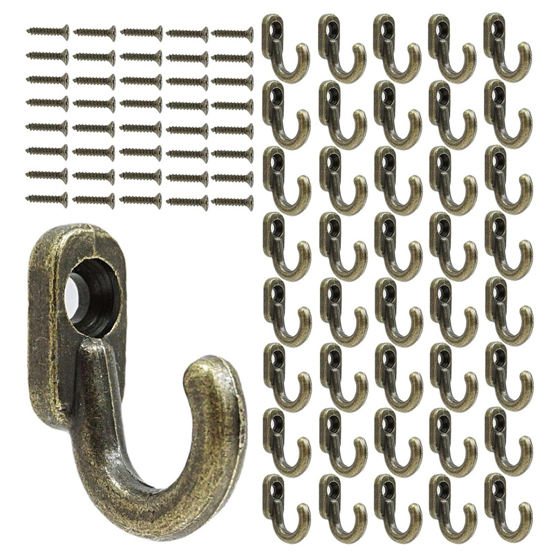 TEMU 40pcs (40 Hooks) Heavy Duty Vintage Key Hooks Suitable For Bathroom, Kitchen, Foyer - Boltable Wall Hooks With Screws, Painted For Coats, Hats,