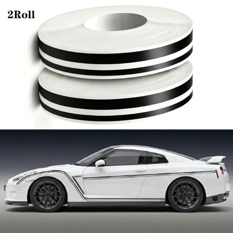 TEMU 2-roll Pack - 32-inch Automotive Decorative Pinstripe Tape; Universal Body Side Stripe Decals For Cars, Home, Doors, And Dashboards; Racing
