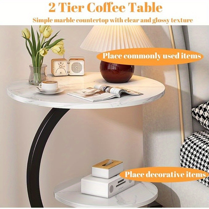 Exuding a Sense of Luxury! This Modern Light-luxury Wrought Iron Side Table Features Delicate Lines That Outline Minimalist Aesthetics. It Combines the Functions of a Sofa Side Cabinet and a Coffee Table, Making It Suitable for Both Bedrooms