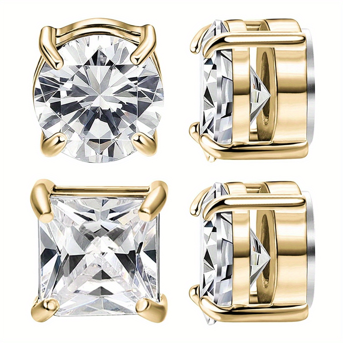304 Stainless Steel Magnetic Stud Earrings For Men Clip On Earring Magnetic Earring Unisex Non Piercing Cz Magnet Studs Earrings For Women Men