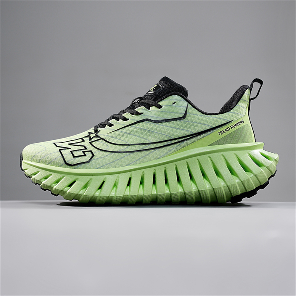 Carbon Plate Technology - Men's Road Running Shoes, Thick-Soled Casual Sneakers for Men, Comfortable and Breathable Fabric Upper, Cushioning and Shock-Absorbing MD Midsole, Slip-Resistant and Wear-Resistant Rubber Outsole, Low-Top Lace-Up Closure