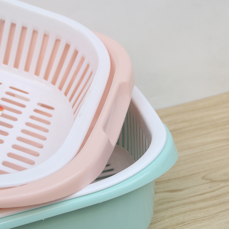 thickened   inches household fruit drain basket vegetable basket two piece set of multi functional vegetable drain basin shelf baskets Product details 1