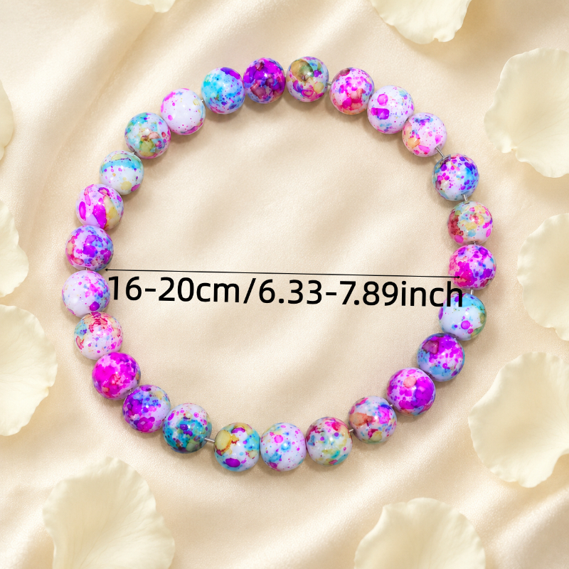 Colorful Ink Splatter Gradient Bead Bracelet, Iridescent