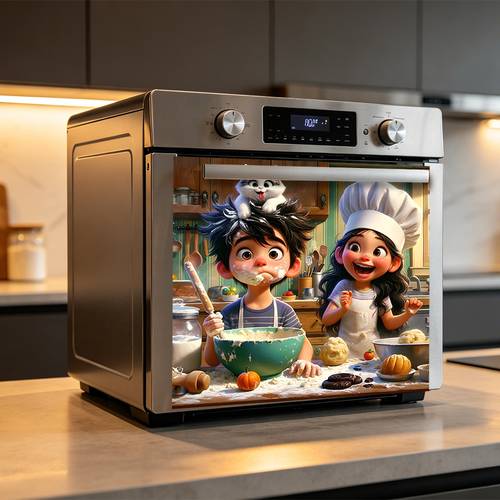 2d cartoon cute kids cat print pattern kitchen oven decorative sticker dishwasher sticker self kitchen decorative sticker suitable for home kitchen countertops and walls holiday decoration background decorative sticker