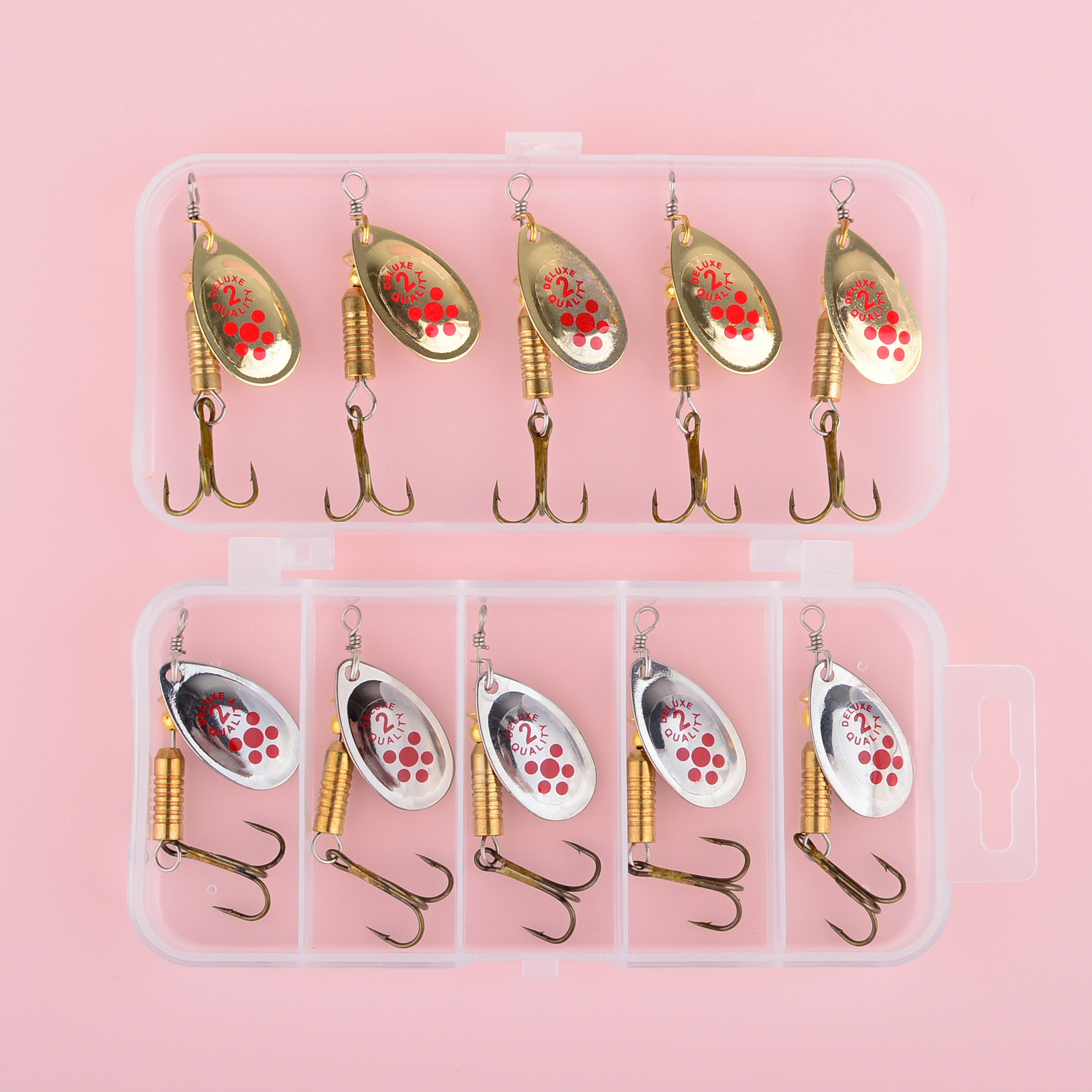 TEMU 10pcs/ Box Fishing Spinner Fishing Lures Metal Sequin Trout Spoon With Hooks For Carp Artificial Fishing Bait