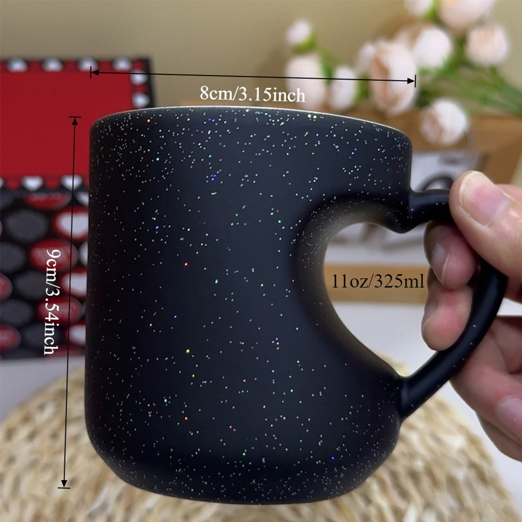 1pc Stitch & Hearts Customizable Name Color Changing Mug - 11oz Starry Sky Cup with Stitch & Hearts Design, Heart-Shaped Handle, Perfect for Birthdays, Christmas