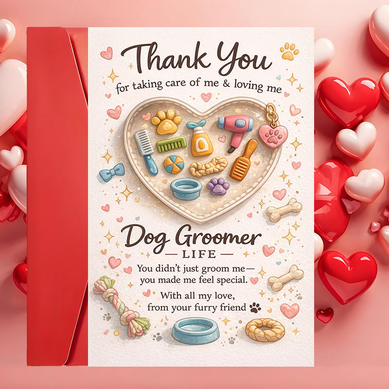 TEMU Thank You Card And Envelope, Ideal For Pet Enthusiasts And Grooming To Show Appreciation For The Care And Provided By Furry During