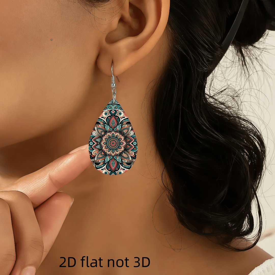 Women's Mandala Pattern Dangle Earrings, Modern Interpretation