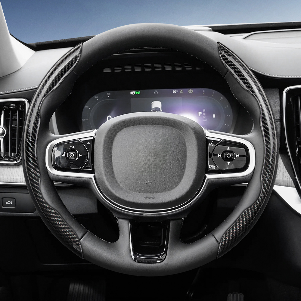 TEMU Suitable For Segmented Carbon Fiber Steering Wheel Cover, Car Protective Cover, Fashionable And Sporty, Glossy Carbon Fiber Texture, Smooth And