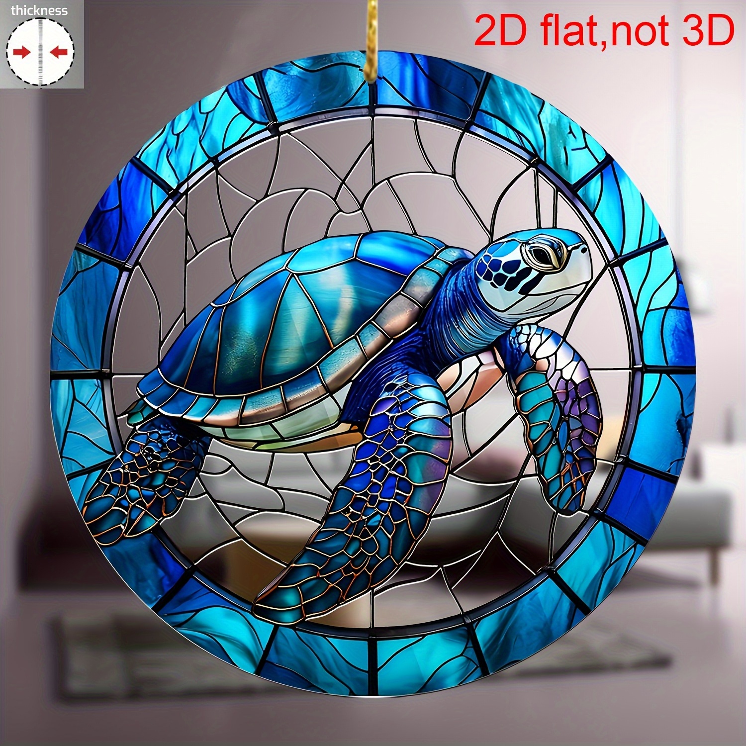 item picture 2d flat a   acrylic sea turtle suncatcher colored stained glass effect suitable for living room office garden and patio decor 2d flat