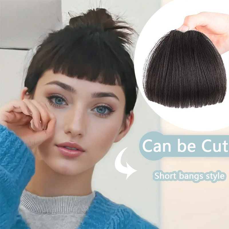 bangs hair clip for women straight hair clip in bangs with sideburns and no sideburns mixed packaging 100 human hair piece details 8
