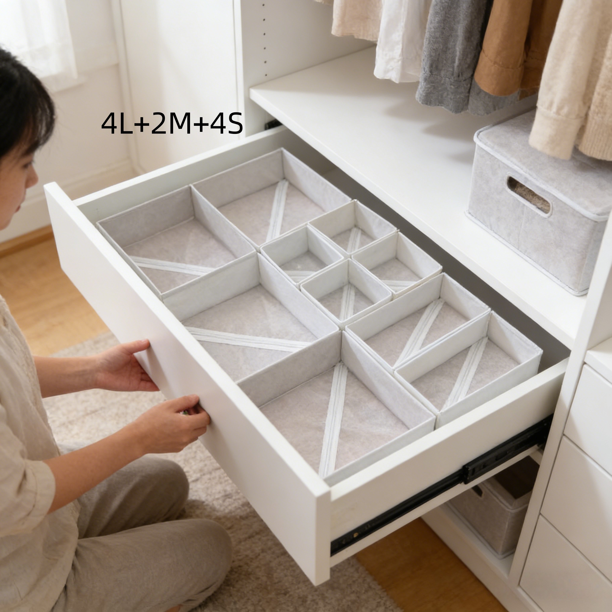 Image of 10pcs Collapsible Fabric Storage Bins With Zippers Lightweight And Space- Storage Solution Non-woven Organizer For Diapers Ideal For Socks Bras Towels And Ties