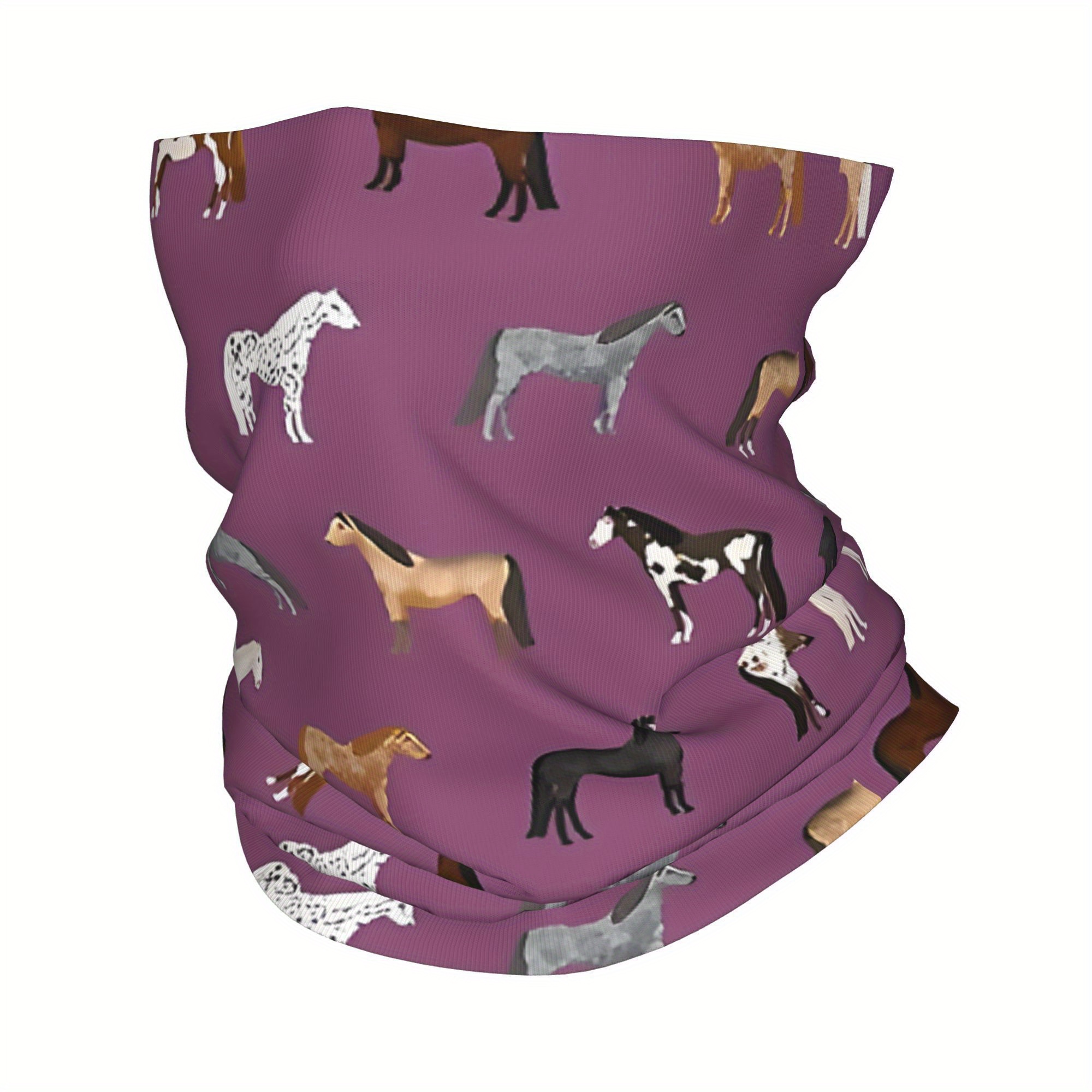 

Purple Patterned Bandana Neck Cover For Horses, Suitable For Motocross, Face Scarf, And Balaclava, For Unisex Adults And Breathable.