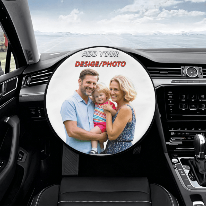 TEMU Parasol para volante con foto personalizable, 1 pieza, diámetro de 15.94in/40.5cm, mantiene el coche y , aislamiento térmico, protección solar,