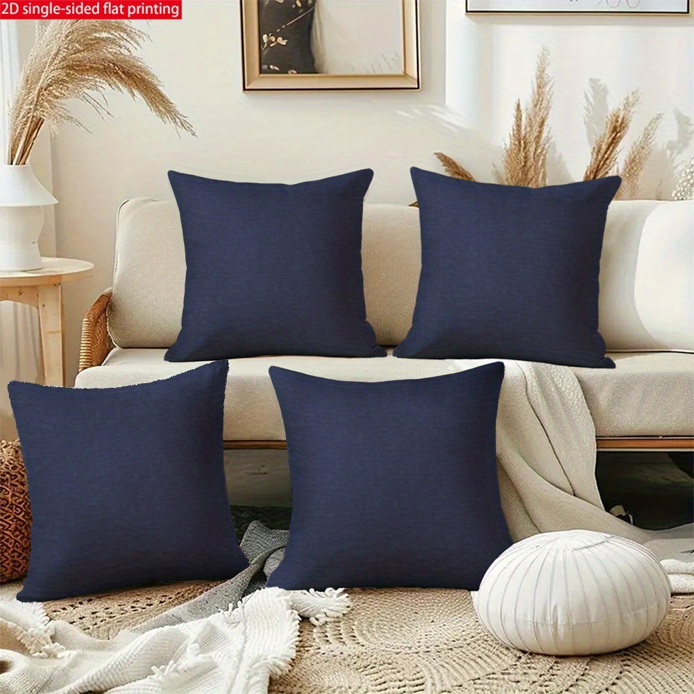 TEMU Federe a tema blu navy, set da 4 pezzi, copricuscini decorativi blu motivo facile, stampa su un , materiale in poliestere, chiusura con cerniera
