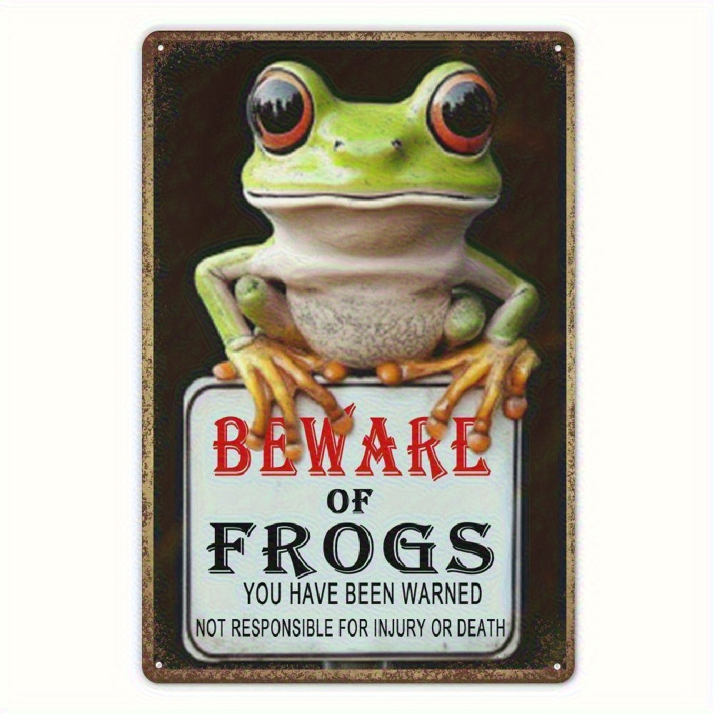 TEMU 2d Flat, 2d Flat Interesting Frog Warning Aluminum Sign Beware Of Frog Humorous Outdoor Wall Decoration Laminated Aluminum With Design Suitable