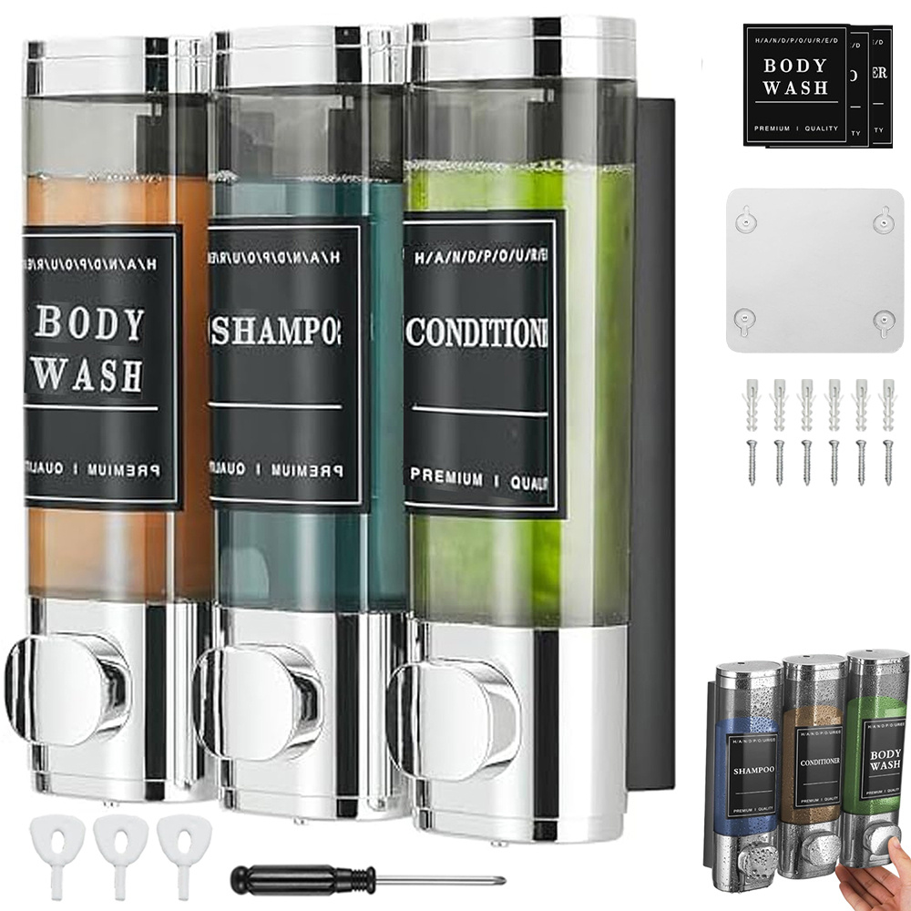Soap Dispenser, Wall Mounted Shower Gel Dispensers For Shower, Shower Gel Dispenser, For Home Office Hotel Shopping Mall (300ml X 3)