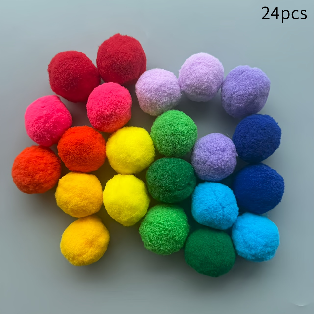 24pcs Large Plush Pompoms, 2 Inches In Mixed Colors, Suitable For Diy Creative Decorations, Wreaths, Christmas And Halloween Decorations