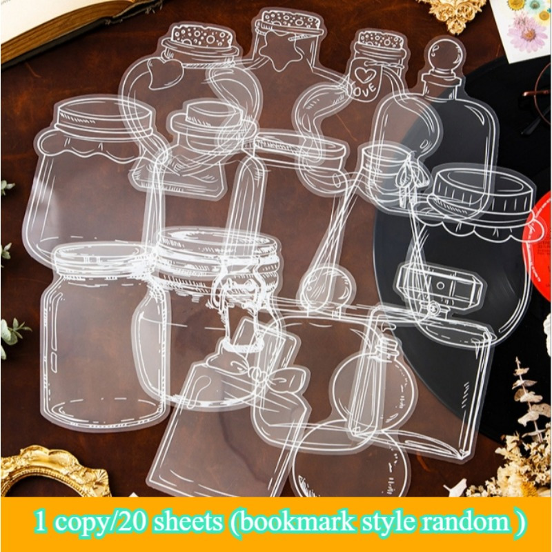 TEMU 20pcs Style Random Of Transparent Bookmarks, Handmade Bookmark Blank Set, Transparent Drift Bottle Bookmark, Bookmark , Greeting Card Making,