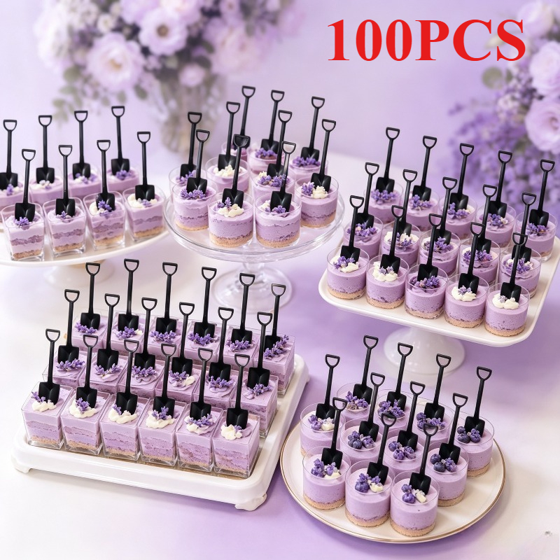 TEMU 100 pezzi Creativi Pala a Forma di Pala, Cucchiaio da Dessert, Stoviglie Decorative per Tavolo da Dessert per Feste di Matrimonio, Festa a Tema