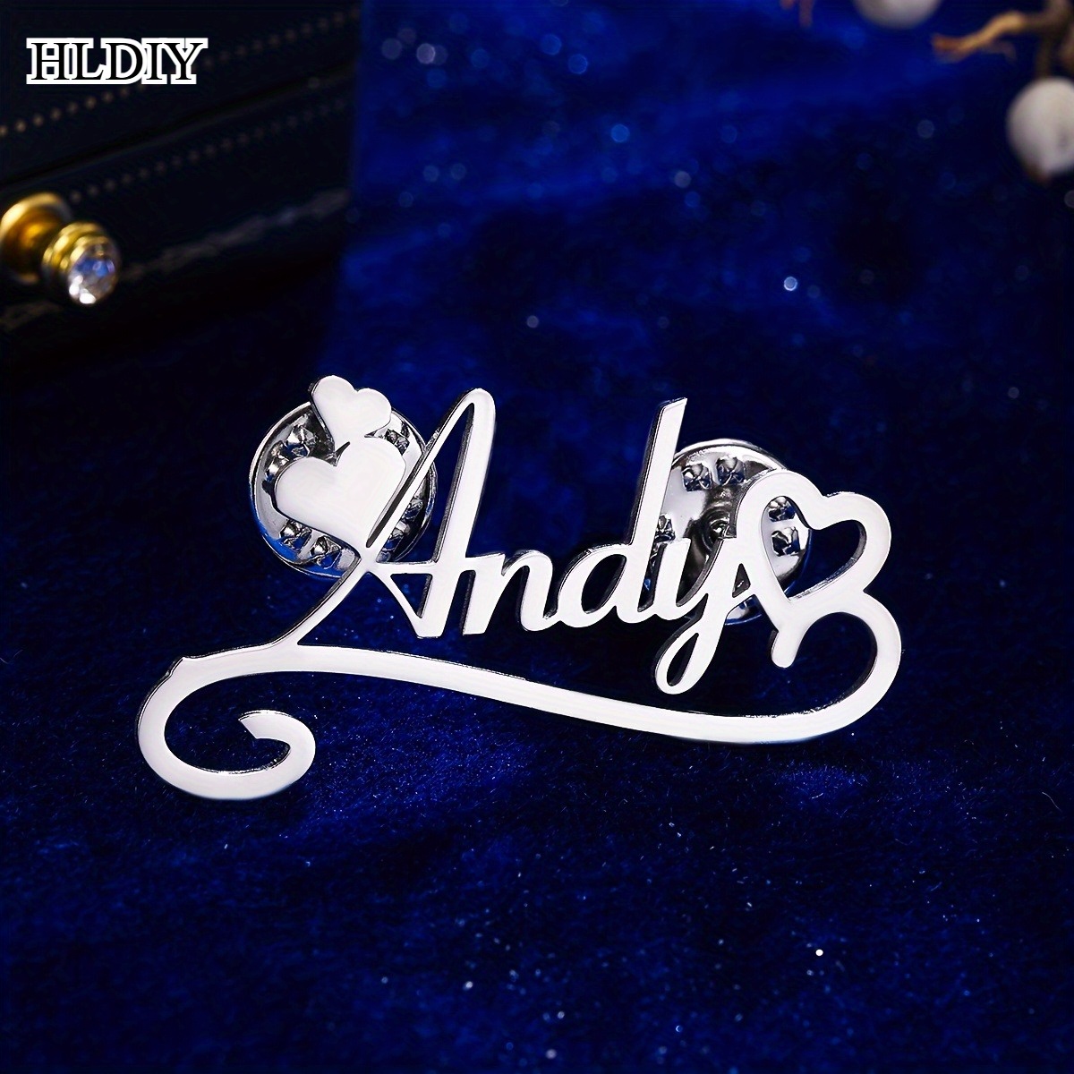 TEMU Romantic Personalized Name Heart-shaped Brooch, Stainless Steel Custom Women's Jewelry, Cute Design, Perfect Valentine's Day Gift For Girlfriend